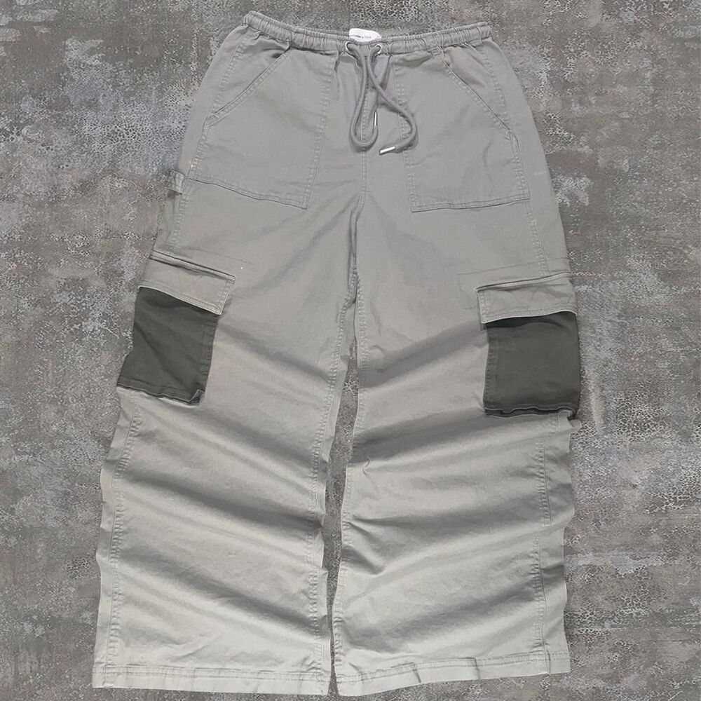 Abercrombie & Fitch Womens S Cargo Pants Vol. 28 Pull-On Wide Leg Baggy Two Tone